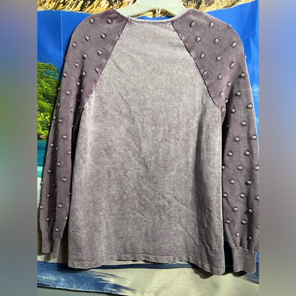 Leo & Nicole Cotton Sweater Crewneck Swiss-dot Two-Tone - Picture 4 of 6